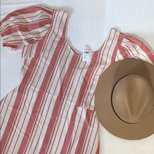 White & Salmon Stripe Dress